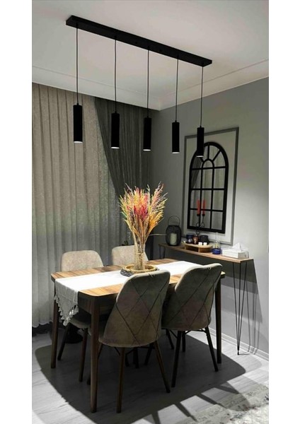 Mylights Sıralı Masaüstü Beşli 5 Li Sartkıt 120CM Metal Gövde Tasarruflu LED Ampul ile Spot Sarkıt Avize