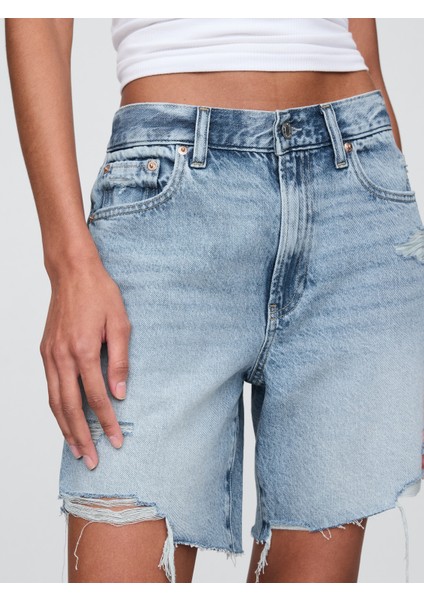 Kadın Mavi 8" Mid Rise '90S Loose Denim Bermuda Şort fiyatları