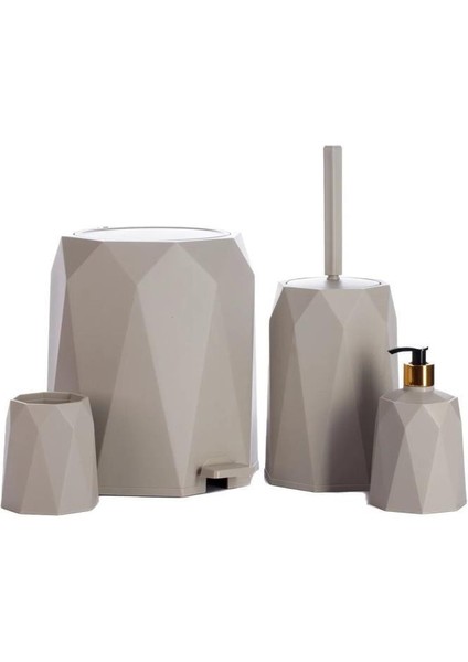 ELF-479 Geo 4'lü Çöp Kovalı Wc Fırçalı Banyo Seti