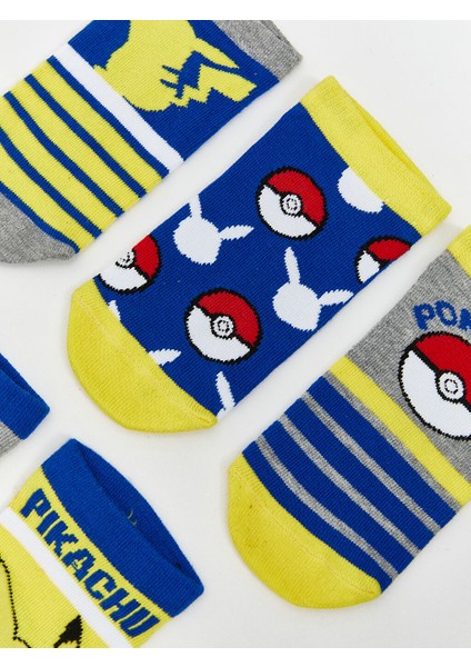 Yeni Sezon Pikachu Desenli Erkek Cocuk Patik Corap 5'li - S5JA23Z4