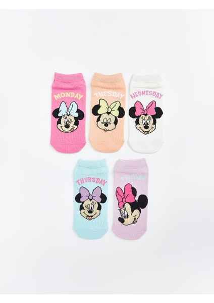 Yeni Sezon Minnie Mouse Desenli Kiz Cocuk Patik Corap 5'li - S53304Z4
