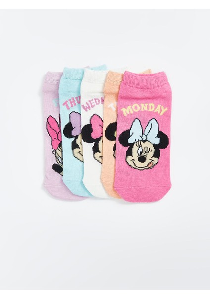 Yeni Sezon Minnie Mouse Desenli Kiz Cocuk Patik Corap 5'li - S53304Z4