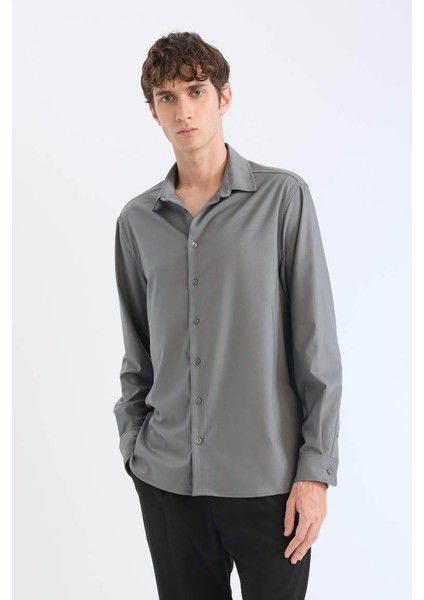 Yeni Sezon Regular Fit Polo Yaka Uzun Kollu Gömlek