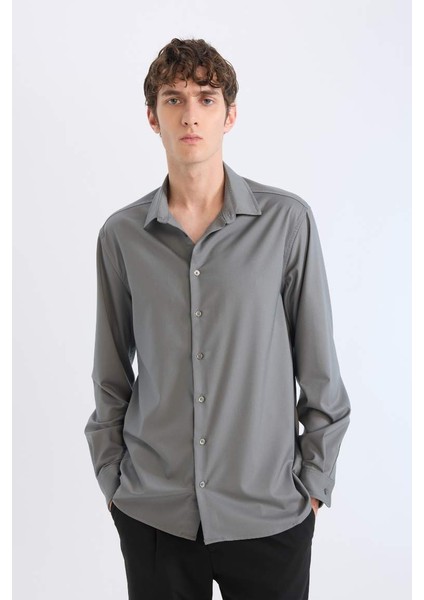 Yeni Sezon Regular Fit Polo Yaka Uzun Kollu Gömlek fırsatları