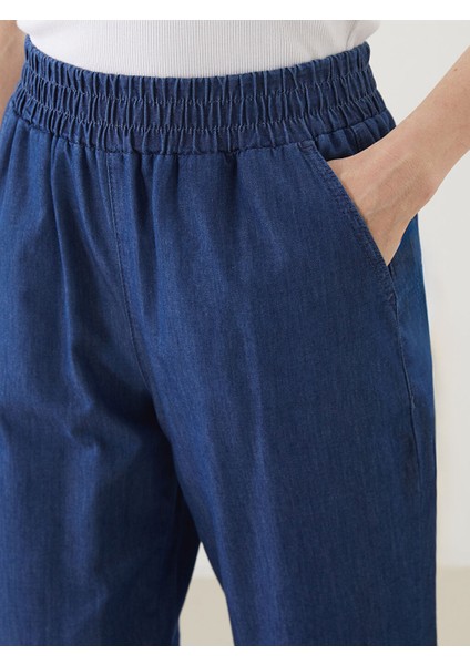 Yeni Sezon Beli Lastikli Kadin Jean Kapri - S5G394Z8