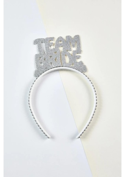 5 Adet Gümüş Team Bride Simli Eva Taç Gri Silver Renk Bekarlığa Veda Bride To Be Partisi Nedime Tacı