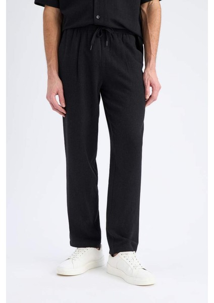 Yeni Sezon Yazlık Viskon Jogger Pantolon Regular Fit Normal Kesim Keten Karışımlı Düz Paça Cepli