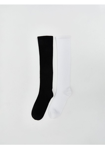 Yeni Sezon Basic Kiz Cocuk Diz Alti Corap 2'li - S5KD78Z4