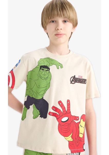 Yeni Sezon Erkek Çocuk Marvel Avengers 2'li Takım Kısa Kollu Tişört Şort