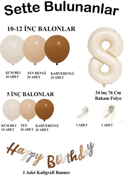 Retro Renkler Büyük Balon Zincir ve 8 Yaş Doğum Günü Seti fiyatları
