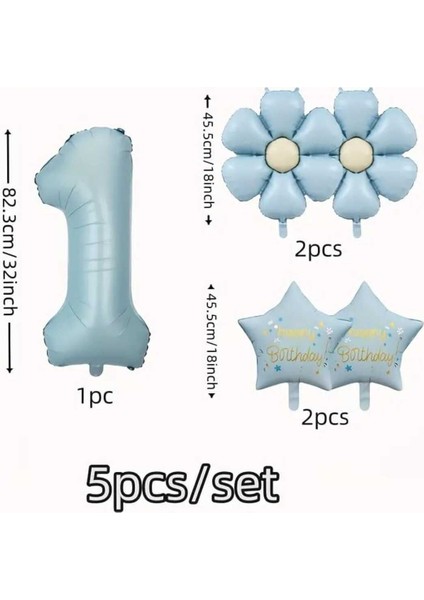 Retro Mavi Papatyalı Yaş Balon Parti Seti 5 Li Set fiyatları