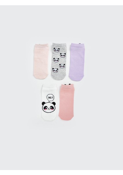 Yeni Sezon Panda Desenli Kiz Cocuk Patik Corap 5'li - S5FI28Z4