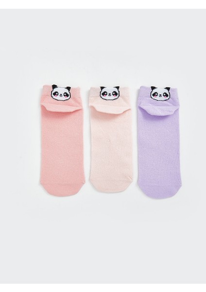 Yeni Sezon Panda Desenli Kiz Cocuk Patik Corap 5'li - S5FI28Z4
