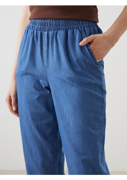 Yeni Sezon Beli Lastikli Kadin Jean Kapri - S5PD43Z8 modelleri