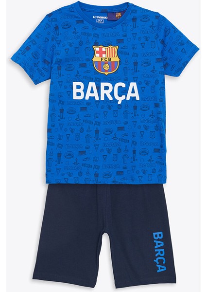Yeni Sezon Bisiklet Yaka Barcelona Baskili Erkek Cocuk Sortlu Pijama Takimi - S5FR86Z4