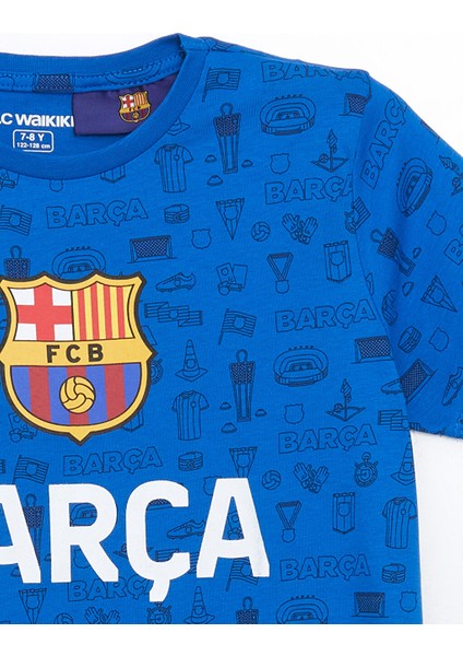 Yeni Sezon Bisiklet Yaka Barcelona Baskili Erkek Cocuk Sortlu Pijama Takimi - S5FR86Z4
