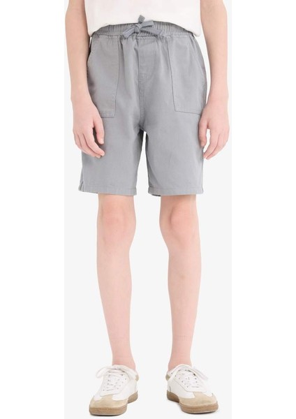 Yeni Sezon Erkek Çocuk Beli Lastikli Cepli Gabardin Şort