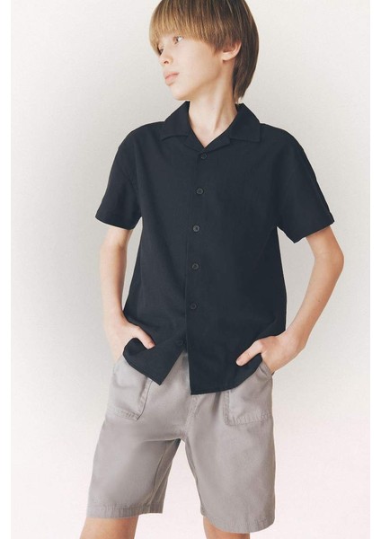 Yeni Sezon Erkek Çocuk Beli Lastikli Cepli Gabardin Şort