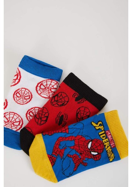 Yeni Sezon Erkek Çocuk Marvel Spiderman 3'lü Pamuklu Patik Çorap