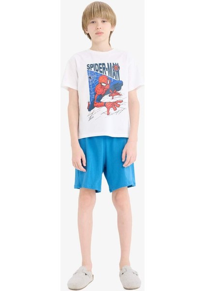 Yeni Sezon Erkek Çocuk Marvel Spiderman Pijama Takımı Kısa Kollu Üst Şort