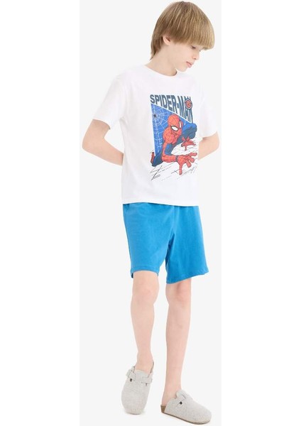 Yeni Sezon Erkek Çocuk Marvel Spiderman Pijama Takımı Kısa Kollu Üst Şort