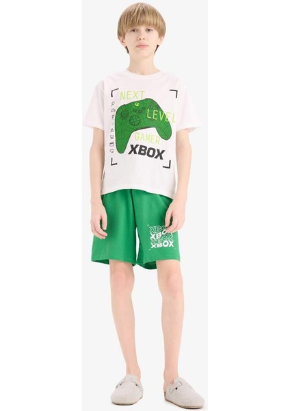 Yeni Sezon Erkek Çocuk Xbox Pijama Takımı Kısa Kollu Üst Beli Lastikli Şort