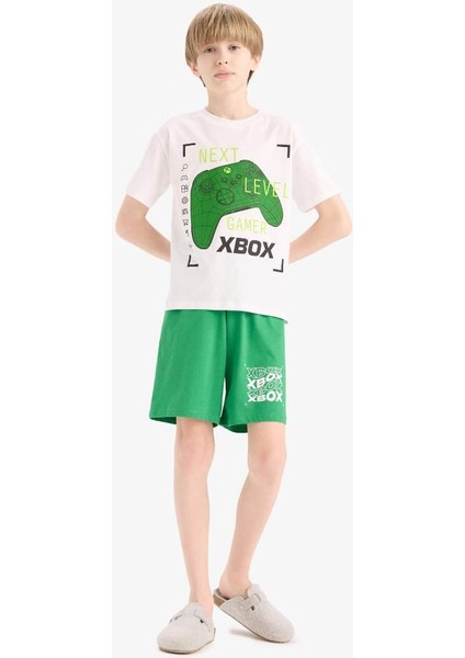 Yeni Sezon Erkek Çocuk Xbox Pijama Takımı Kısa Kollu Üst Beli Lastikli Şort
