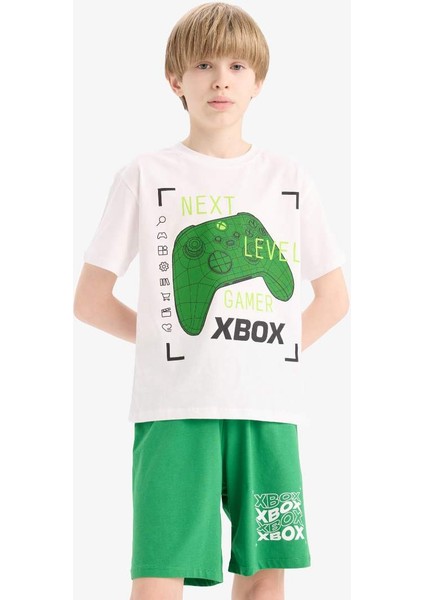 Yeni Sezon Erkek Çocuk Xbox Pijama Takımı Kısa Kollu Üst Beli Lastikli Şort