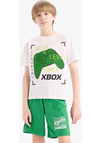 Yeni Sezon Erkek Çocuk Xbox Pijama Takımı Kısa Kollu Üst Beli Lastikli Şort