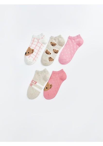 Yeni Sezon Ayi Teddy Desenli Kiz Cocuk Patik Corap 5'li - S58770Z4