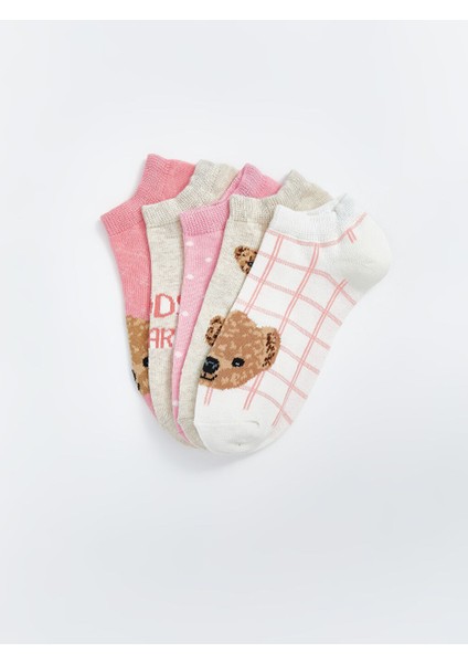 Yeni Sezon Ayi Teddy Desenli Kiz Cocuk Patik Corap 5'li - S58770Z4
