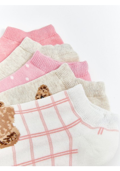 Yeni Sezon Ayi Teddy Desenli Kiz Cocuk Patik Corap 5'li - S58770Z4