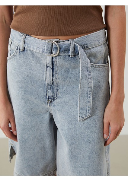 Yeni Sezon Beli Kemerli Kadin Jean Sort - S5GP82Z8 modelleri