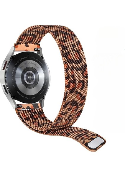 Galaxy Watch 4/5/6/7/fe/40/44/classic/42/43/46/47 Uyumlu Leopar Desenli Metal Hasır Kordon fırsatları