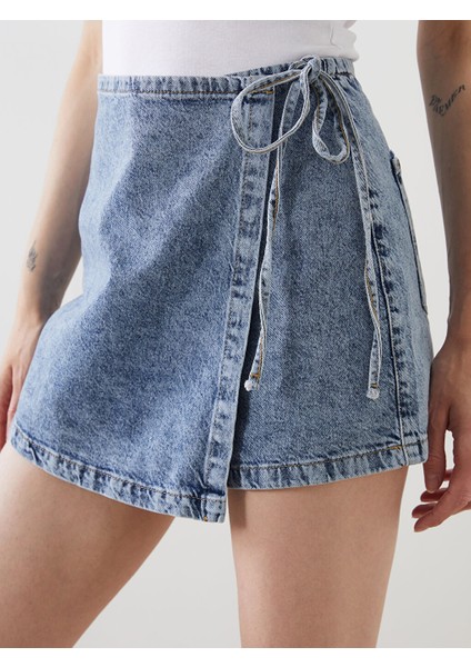 Yeni Sezon Standart Fit Kadin Jean Sort Etek - S5GP92Z8 modelleri