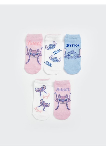 Yeni Sezon Lilo ve Stitch Desenli Kiz Cocuk Patik Corap 5'li - S55280Z4
