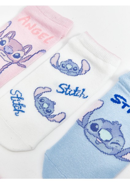 Yeni Sezon Lilo ve Stitch Desenli Kiz Cocuk Patik Corap 5'li - S55280Z4