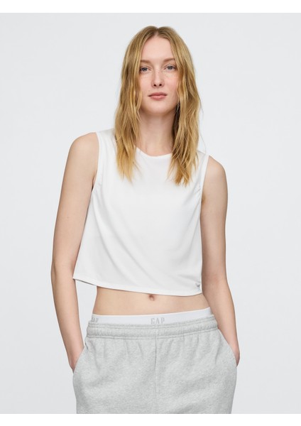 Kadın Beyaz Gapfit Breathe Crop T-Shirt