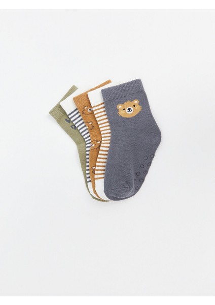 Yeni Sezon Baskili Erkek Bebek Soket Corap 5'li - S55609Z1