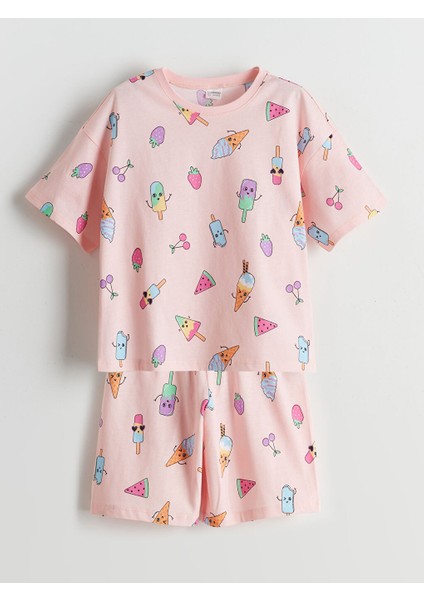 Yeni Sezon Bisiklet Yaka Kiz Cocuk Sortlu Pijama Takimi - S5FK76Z4