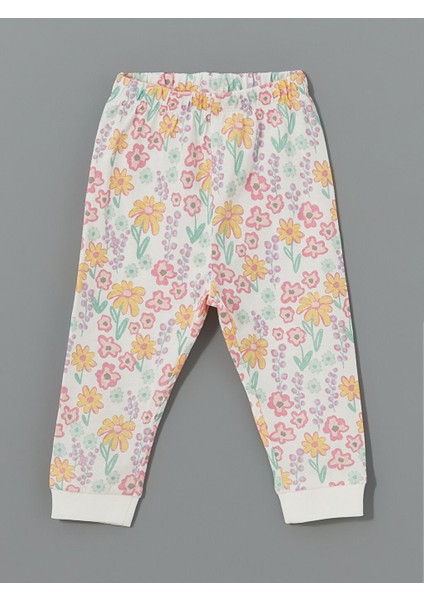 Yeni Sezon Bisiklet Yaka Cicekli Kiz Bebek Pijama Takimi - S5BL48Z1