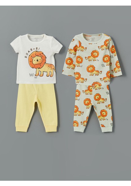 Yeni Sezon Aslan Baskili Erkek Bebek Pijama Takim 2'li - S5CB09Z1