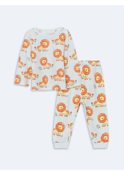 Yeni Sezon Aslan Baskili Erkek Bebek Pijama Takim 2'li - S5CB09Z1