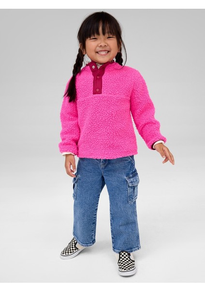 Kız Bebek Mavi Wide-Leg Kargo Washwell™ Jean Pantolon