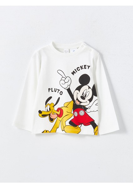 Yeni Sezon Bisiklet Yaka Mickey Mouse Baskili Erkek Bebek Pijama Takimi - S53247Z1