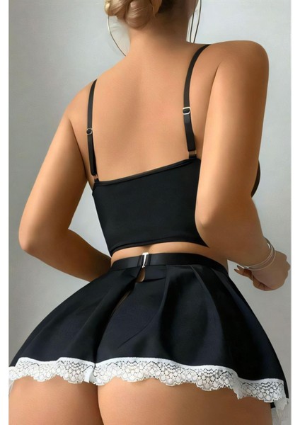 Mulvxbrf BRF02 Siyah Beyaz Bacak Aksesuarlı Büstiyerli Hizmetçi Kostümü (Mulvix) fırsatları