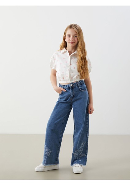 Yeni Sezon Fiyonk Baskili Kiz Cocuk Crop Gomlek - S5L163Z4