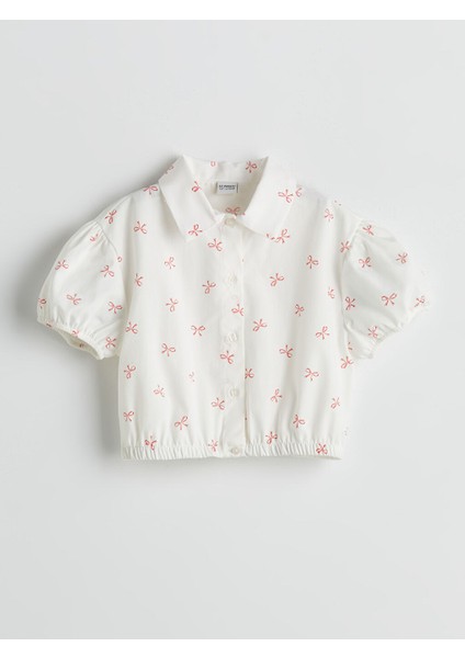 Yeni Sezon Fiyonk Baskili Kiz Cocuk Crop Gomlek - S5L163Z4