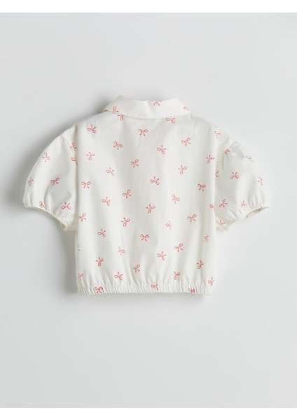 Yeni Sezon Fiyonk Baskili Kiz Cocuk Crop Gomlek - S5L163Z4