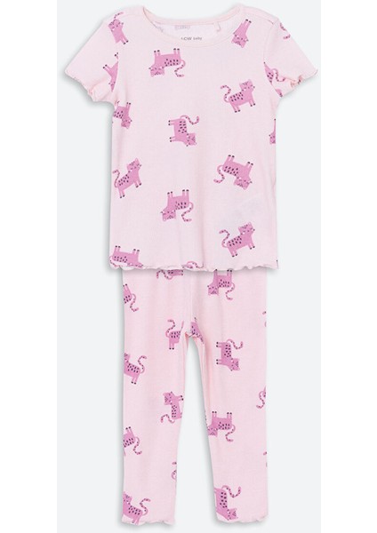 Yeni Sezon Bisiklet Yaka Baskili Kiz Bebek Pijama Takim - S57669Z1